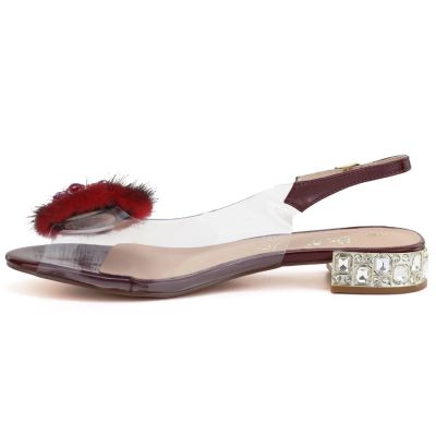 4. Damen-Transparentsandalen mit Verzierung, bordeauxrot D&A MR62-9072