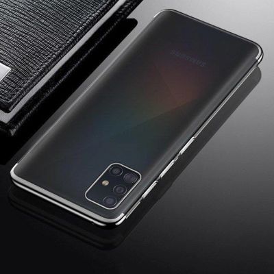 4. Clear Color Silikon Gel Electroplating frame Handyhülle Schutzhülle für Samsung Galaxy A72 4G schwarz