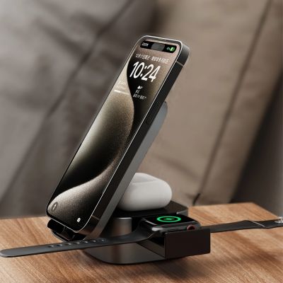 4. Dudao A11Pro+ induktives Ladegerät 15W 3in1 für Telefon / Smartwatch / Kopfhörer - Schwarz