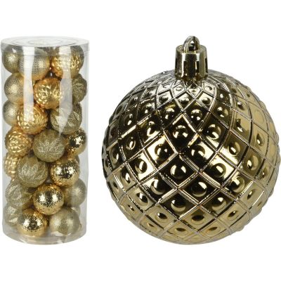 42. Dekorative Kunststoffkugeln, 6 cm, Set mit 35 Stück, Gold