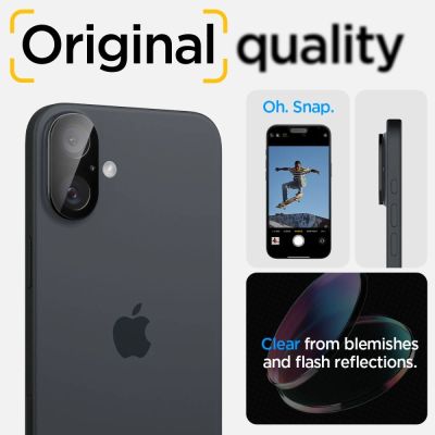 12. Spigen Optik GLAS.TR Kameraschutz 2-PACK für iPhone 16 / 16 PLUS – Schwarz