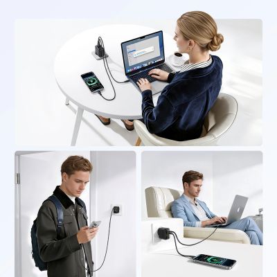 18. Baseus EnerFill FE22 70W Wandladegerät 2 x USB-C + USB-A - Schwarz