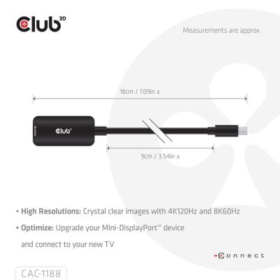 5. CLUB3D CAC-1188 Kabeladapter 0,09 m Mini DisplayPort HDMI Schwarz