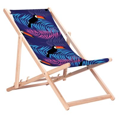 GRÜNBLAUER KLASSISCHER BEECHEN-DECKSTUHL MIT TUKAN-DRUCKMUSTER GB183 TOUCANS