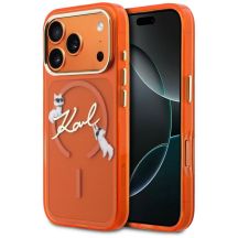 Karl Lagerfeld IML Choupettes Karl Script Logo MagSafe Hülle für iPhone 17 Pro Max - Orange