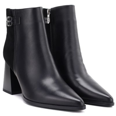 9. Schwarze Damen-Ankle-Boots aus Leder mit hohem Absatz, D&A S.Barski CR62-3477