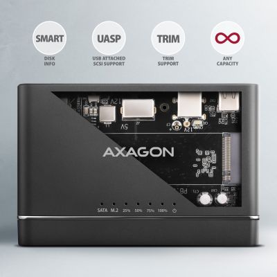 7. Axagon ADSA-CC USB-C 10 Gbit/s – NVMe M.2 SSD & SATA 2,5/3,5 SSD/HDD CLONE MASTER 2 – Digital/Daten – NVMe USB 3.2 Gen 2 (3.1 Gen 2) Typ-C Schwarz