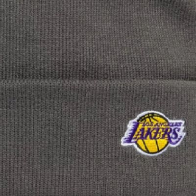 3. New Era NBA LA Los Angeles Lakers Mini-Logo Strickmütze mit dunkelgrauem Bündchen - 60691118