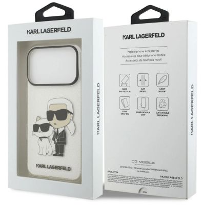 8. Karl Lagerfeld IML NFT Glitter Karl&Choupette Hülle für iPhone 18 Pro Max / 17 Pro Max - Transparent