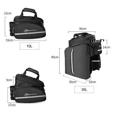 9. Rockbros A6-03BK Fahrradtasche für Kofferraum 35 l mit ausklappbaren Taschen – Schwarz