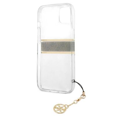 7. Guess GUHCP13SKB4GBR iPhone 13 mini 5.4" Transparente Hardcase 4G Brown Strap Charm