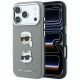 Karl Lagerfeld Saffiano Hülle mit Karl & Choupette Köpfen Pins & Logo für iPhone 18 Pro Max / 17 Pro Max - Grau