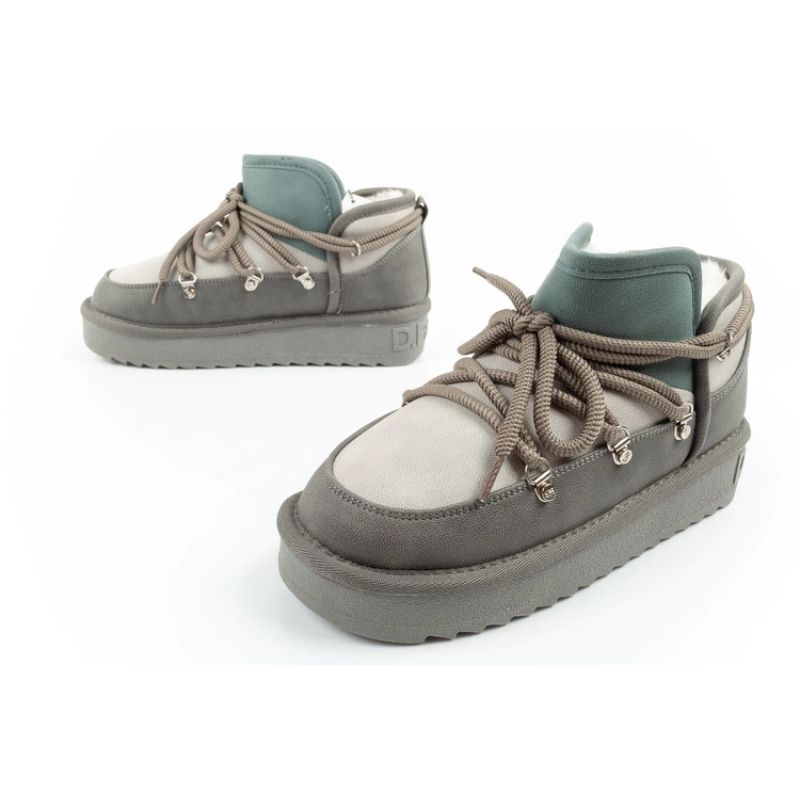 8. D.Franklin Damen Winter Schneestiefel Modische isolierte Stiefeletten Grau