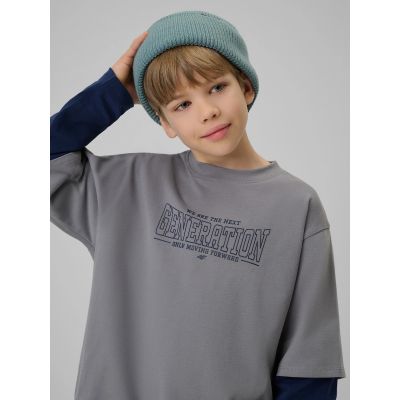 Langärmliges, locker geschnittenes Jungen-Shirt mit Aufdruck, Größe 4F 4FJRSS26TLONM631-24S