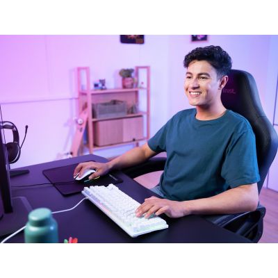 6. TRUST GXT833W THADO TKL US Weiße Gaming-Tastatur