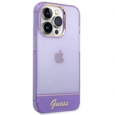 4. Guess Transparente Hülle für iPhone 14 Pro Max – Lila