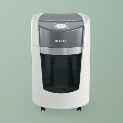 10. Leitz IQ OptiMax Small Office 350 Aktenvernichter, 22 l, P5, 8 Blatt, automatischer Start/Stopp, Rücklauffunktion, drehbarer Auffangbehälter – 33 % höhere Aktenkapazität