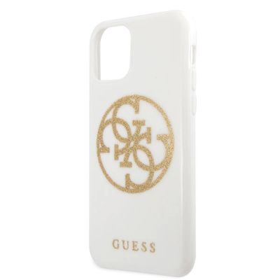 3. Guess GUHCN65TPUWHGLG iPhone 11 Pro Max weiß/weiße Hartschale Glitter 4G Circle Logo