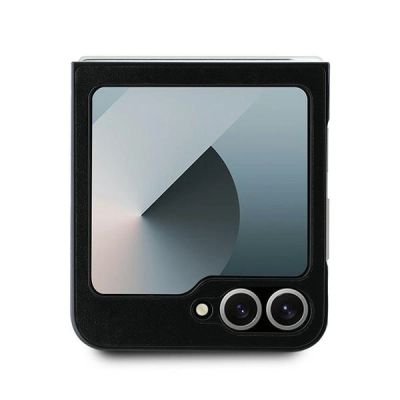 3. DKNY Leder-Metall-Stack-Logo-Hülle für Samsung Galaxy Z Flip 6 – Schwarz