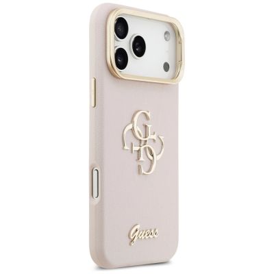 4. Guess Grained Big 4G & Stand Camera Case für iPhone 17 Pro Max - Pink