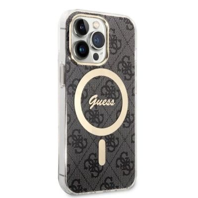 4. Set Guess GUBPP13LH4EACSK Hülle + Ladegerät iPhone 13 Pro schwarz/schwarz Hartschale 4G Print MagSafe