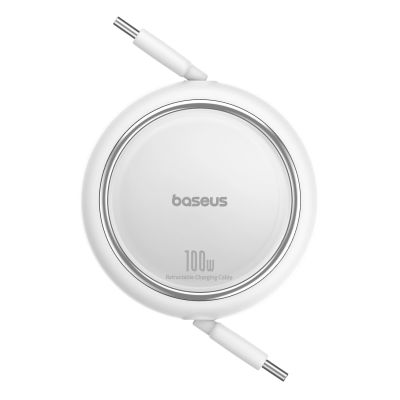 3. Baseus Free2Draw Mini USB-C – USB-C 100 W 1 m einziehbares Kabel – Weiß