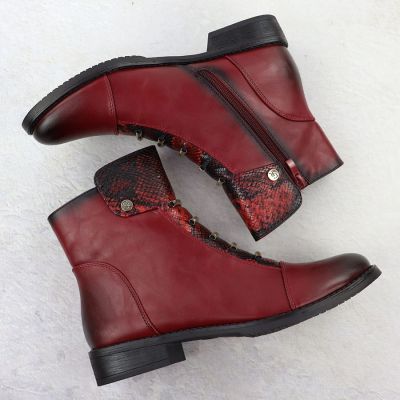14. Damen-Stiefeletten in Bordeaux mit Kroko-Prägung Jezzi ASA62-16