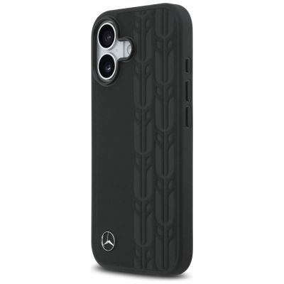 2. Mercedes Lederhülle mit Lorbeerblatt-Motiv und MagSafe-Design für iPhone 17 - Schwarz