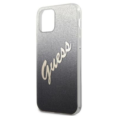 6. Guess, GUHCP12MPCUGLSBK iPhone 12/12 Pro 6,1" schwarz/schwarzes Hardcase Glitter Gradient Script