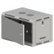 Wandschrank 19" 9U 600x500, ungeteilt, einflügelige Metalltür, geschlossene Rückwand, bewegliche perforierte Seitenwände, grau, 4 Träger, zerlegbar, ALANTEC-Bausatz