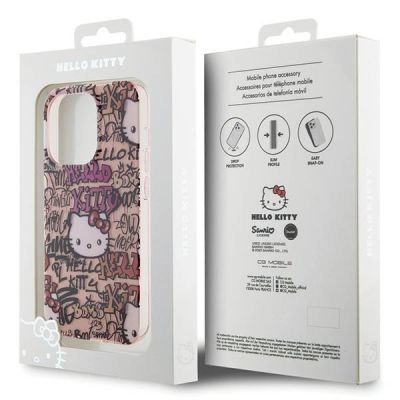 8. Hello Kitty IML Tags Graffiti Hülle für iPhone 15 Pro – Rosa
