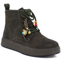 Damen-Ankle-Boots aus Leder mit dicken Sohlen, grün Artiker 59C1132