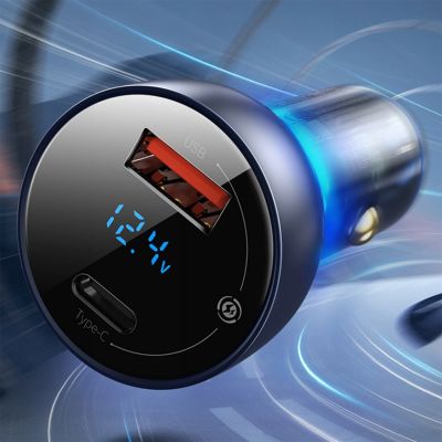 5. Baseus Particular 65W USB-A USB-C QC PPS Kfz-Ladegerät mit Digitalanzeige – Dunkelgrau