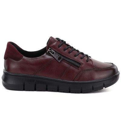Damen-Plateauschuhe aus Leder in Burgunderrot, Vinceza 133130