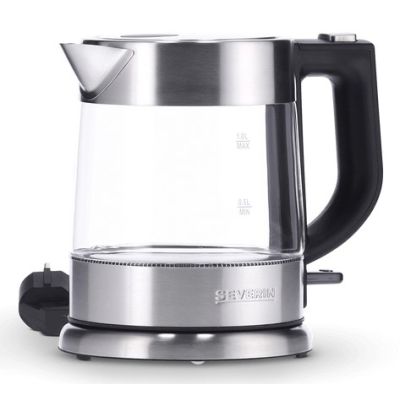 7. SEVERIN Wasserkocher, Glas und Stahl, Fassungsvermögen 1 l, verdeckte Heizung, Antikalkfilter, Kontrollleuchte, Leistung 2200 W WK3468