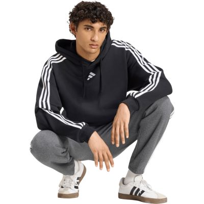 6. adidas Essentials Herren-Hoodie mit 3 Streifen aus French Terry, Schwarz, KY6605