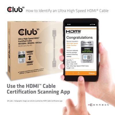 9. CLUB3D CAC-1375 HDMI-Kabel 5 m HDMI Typ A (Standard) Schwarz