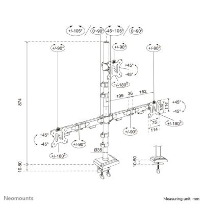 30. Neomounts DS60-600BL2-1 Monitorhalterung/Ständer 81,3 cm (32") Schreibtisch Schwarz