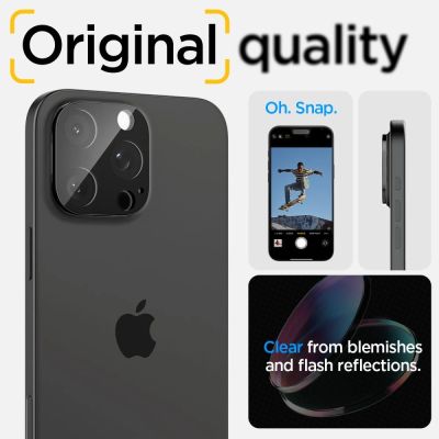 14. Spigen Optik.tR Kameraschutz für iPhone 14 Pro / Pro Max / 15 Pro / Pro Max / 16 Pro / Pro Max - Schwarz 2 Stk.