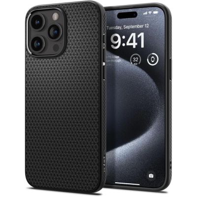 Spigen Liquid Air Hülle für iPhone 15 Pro – Mattschwarz