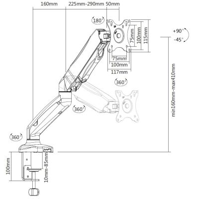 8. Equip 650120 Monitorhalterung/Ständer 81,3 cm (32") Schreibtisch Schwarz
