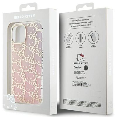 8. Hello Kitty IML Gradient Electrop Crowded Kitty Head Hülle für iPhone 15 – Rosa