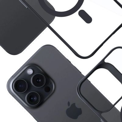 15. 3mk Satin Armor MagCase Hülle mit MagSafe für iPhone 15 Pro Max – transparent mit schwarzem Rahmen