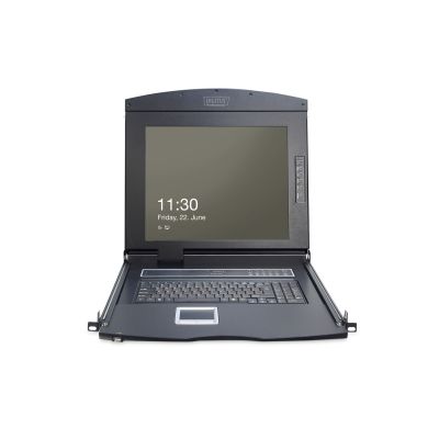 12. Digitus Modularkonsole mit 17-Zoll-TFT-Monitor (43,2 cm), 8-Port-KVM-Switch und Touchpad, US-Tastatur