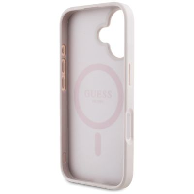 7. Guess 4G Circle Classic Logo MagSafe iPhone 16 Hülle - Rosa