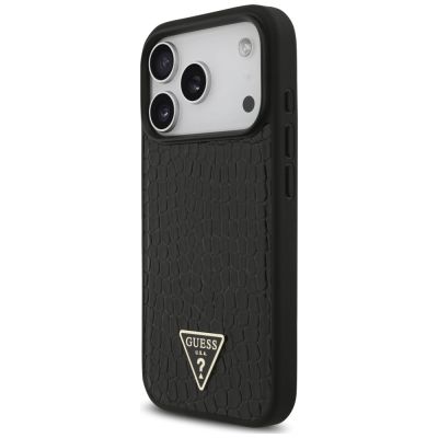 2. Guess Croco Triangle Logo MagSafe Hülle für iPhone 18 Pro / 17 Pro – schwarz