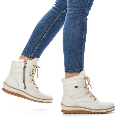 31. Remonte W RKR629 Wollgefütterte wasserdichte Lederstiefeletten, weiß