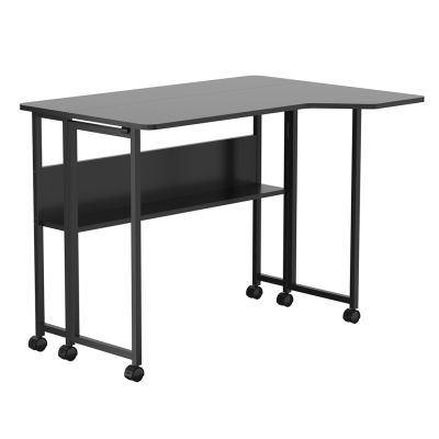 8. Klappbarer Schreibtisch/Tisch von MACLEAN, schwarz, mobil, 100 x 73 cm, max. 50 kg, abgewinkelt, L-förmig, MC-126 L/B