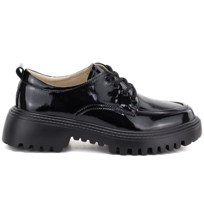 2. Schwarze Grunge-Lacklederschuhe für Damen, Artiker 59C1128
