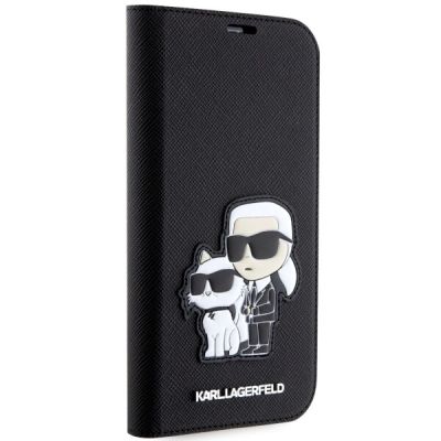 5. Karl Lagerfeld KLBKP14LSANKCPK iPhone 14 Pro 6,1" Bücherregal schwarz/schwarz Saffiano Karl & Choupette